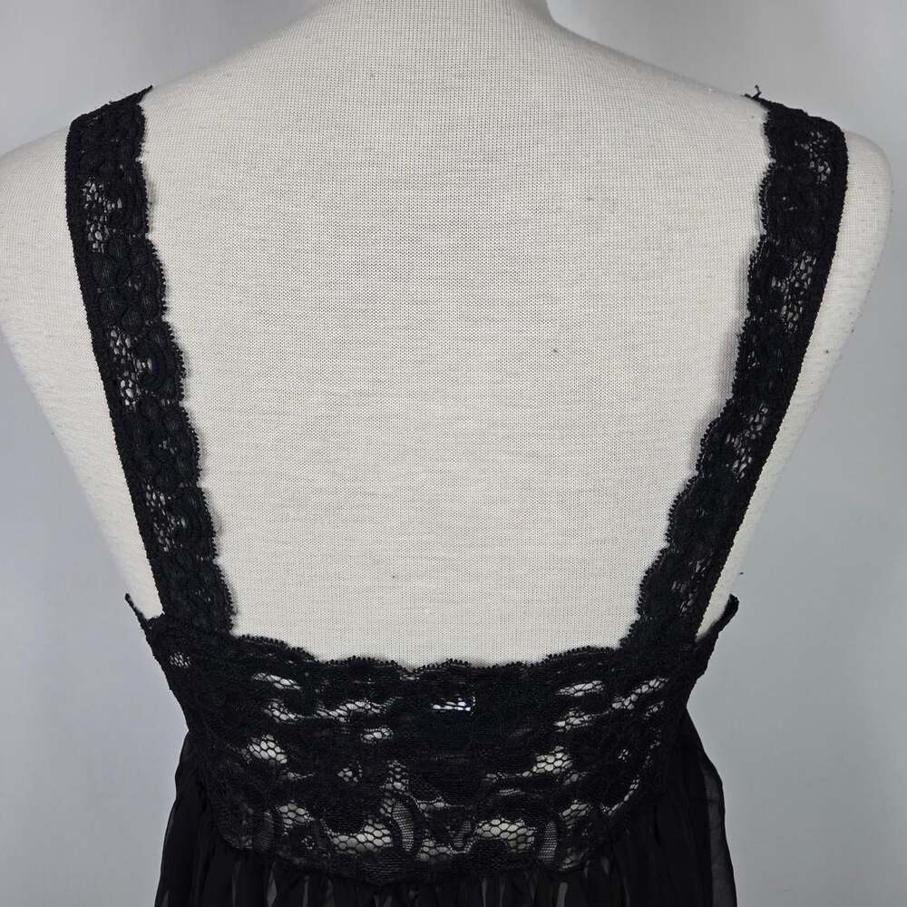 Scandale Paris Vintage Black Lace Chiffon Babydoll Mini Nightgown Lingerie Small - Picture 7 of 16